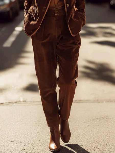 

Urban Plain Corduroy Straight Pants, Brown, Pants