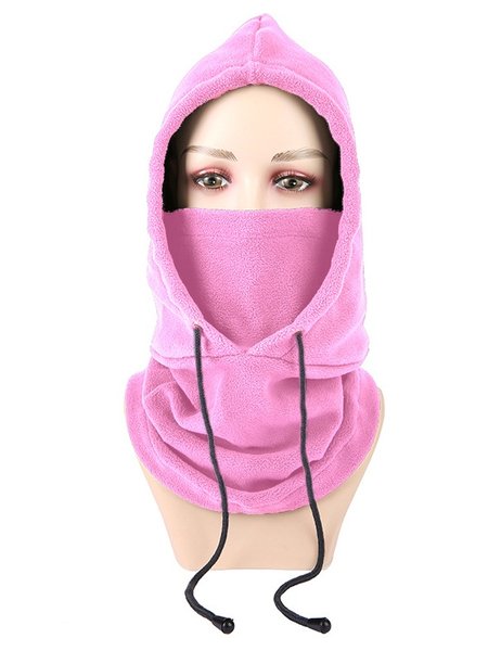 

Winter Outdoor Cycling Hat Skiing Windproof Cold-proof Warm Plus Velvet Thick Neck Protection Polar Fleece Mask, Deep pink, Women Hats
