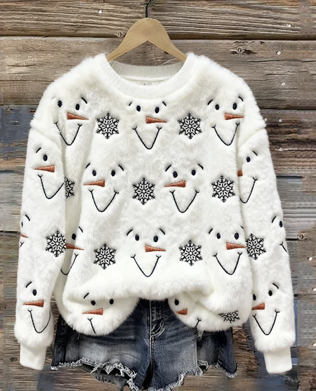 

Casual Crew Neck Christmas Sweatshirt, White, Hoodies & Sweatshirts