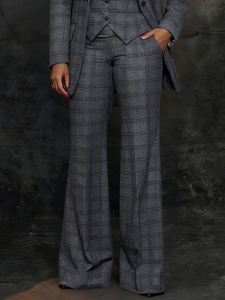 

Urban Plaid Straight Pants, Gray, Pants