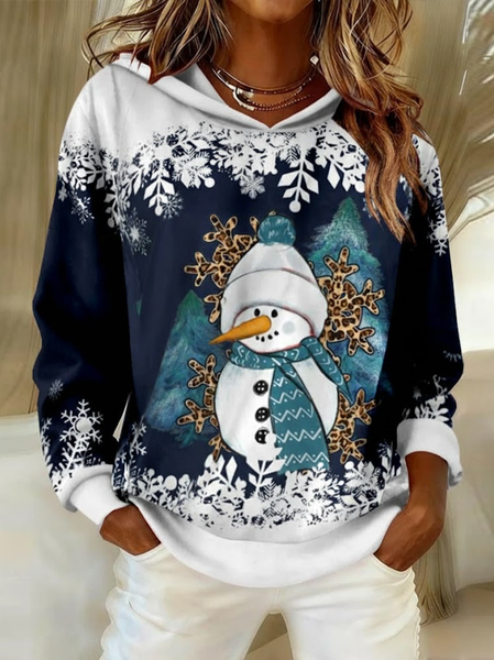 

Casual Hoodie Christmas Snowman Hoodie Printing, Purplish blue, Hoodies & Sweatshirts