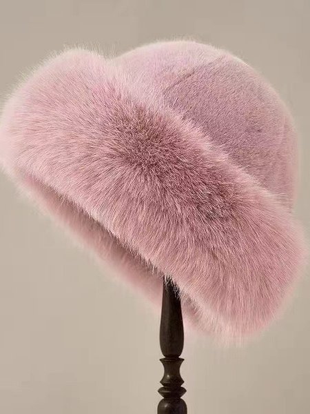 

Plush Mongolian Hat For Women Thickened Autumn And Winter Windproof Cold-proof Warm Basin Hat Imitation Mink Fur Earmuffs Fisherman Hat, Pink, Women Hats