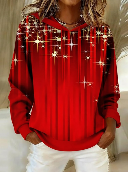 

Women Christmas Spring/Fall Printing Long Sleeve Casual Daily Hoodie, Red, Sweatshirts & Hoodies