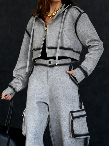 

Casual Gradient Pattern Hooded Jacket, Gray, Jackets