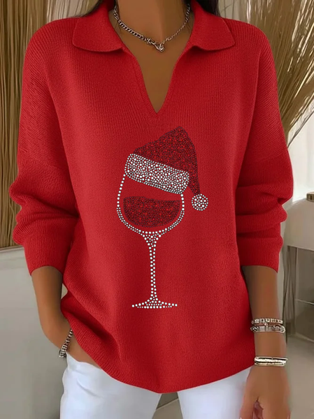 

Women Christmas Long Sleeve Comfy Casual Printing Sweater, Red, Sweaters