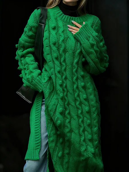 

Urban Plain Crew Neck Sweater, Green, Pullovers