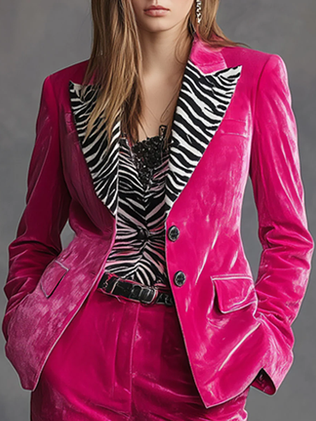 

Urban Color Block Lapel Collar Blazer, Pink, Blazers