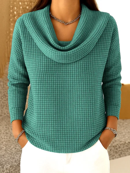 

Casual Plain Mock Neck Long Sleeve T-shirt, Green, T-shirts