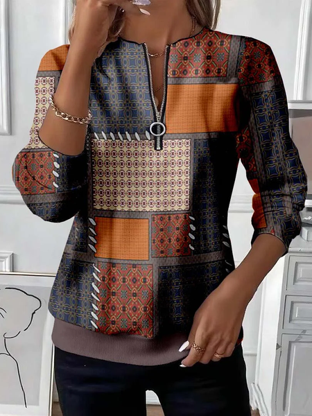 

Casual Crew Neck Abstract Sweatshirt Printing, As picture, Hoodies & Sweatshirts