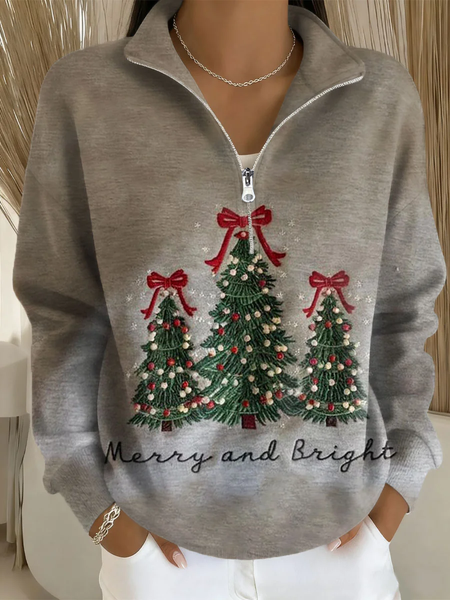 

Casual Shawl Collar Christmas Sweatshirt Printing, Gray, Hoodies & Sweatshirts