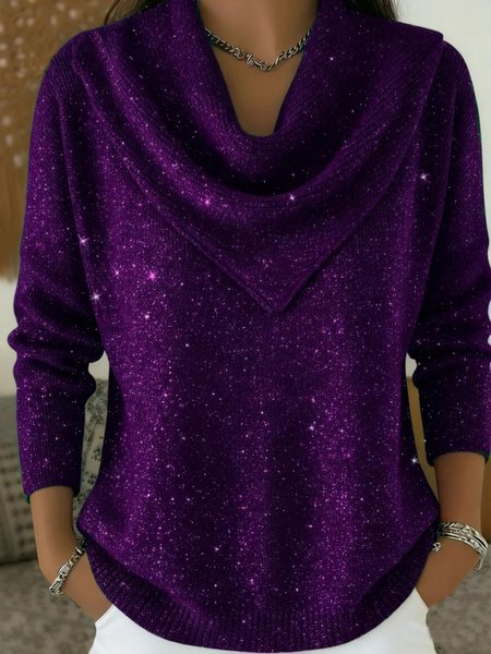 

Women Plain Long Sleeve Comfy Casual Sweater, Deep purple, Sweaters