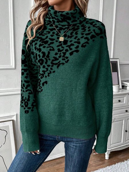 

Women Cotton Color Block Long Sleeve Comfy Casual Sweater, Green, Sweaters