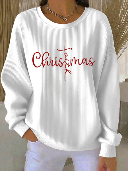 

Women Christmas Crew Neck Printing Casual Spring/Fall Long Sleeve Sweatshirt, White, Sweatshirts & Hoodies
