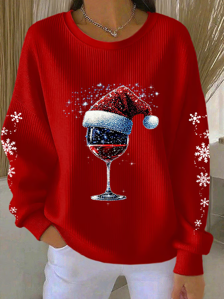 

Women Christmas Crew Neck Printing Casual Spring/Fall Long Sleeve Sweatshirt, Red, Sweatshirts & Hoodies