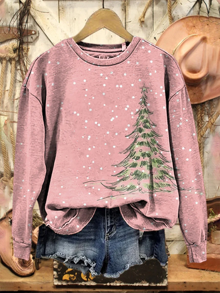

Casual Crew Neck Christmas Sweatshirt Printing, Pink, Hoodies & Sweatshirts
