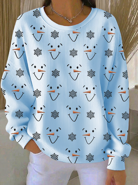 

Women Christmas Snowman Crew Neck Printing Casual Spring/Fall Long Sleeve Sweatshirt, Blue, Sweatshirts & Hoodies