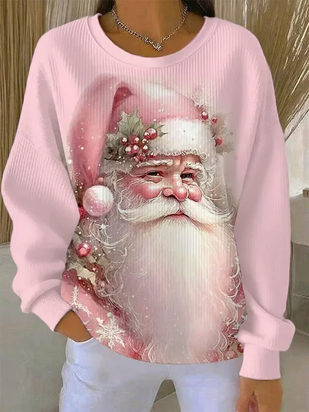 

Women Santa Claus Crew Neck Printing Casual Spring/Fall Long Sleeve Sweatshirt, Pink, Sweatshirts & Hoodies