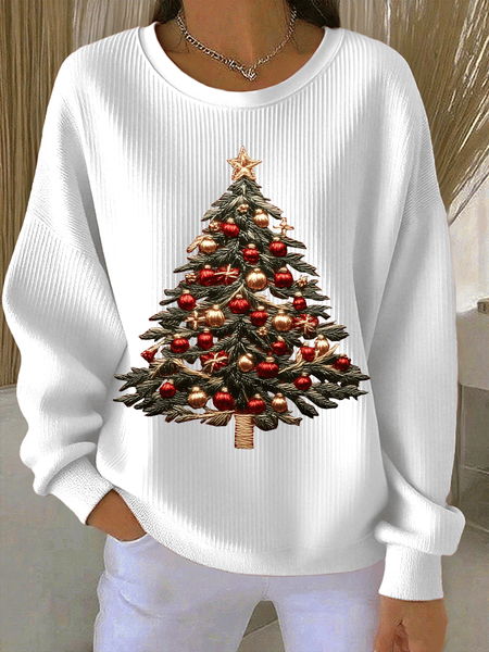 

Casual Crew Neck Christmas Sweatshirt Printing, White, Hoodies & Sweatshirts