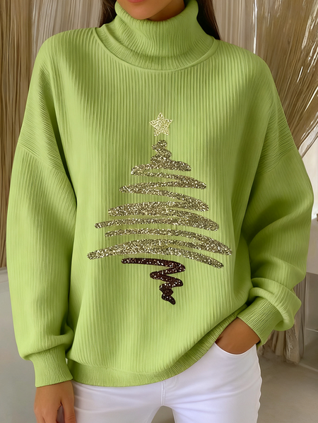 

Women Christmas Long Sleeve Comfy Vintage Sweater, Green, Sweaters