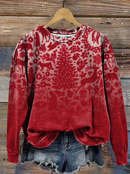 

Women Christmas Crew Neck Printing Casual Spring/Fall Long Sleeve Sweatshirt, Red, Sweatshirts & Hoodies