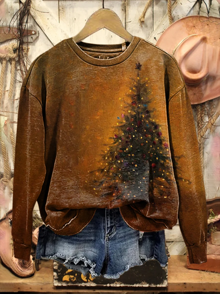 

Casual Crew Neck Christmas Sweatshirt Printing, Brown, Hoodies & Sweatshirts