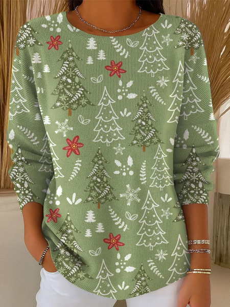 

Women Christmas Long Sleeve Comfy Casual Printing Sweater, Green, Sweaters
