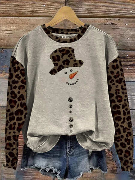 

Casual Crew Neck Leopard Sweatshirt Printing, Gray, Hoodies & Sweatshirts