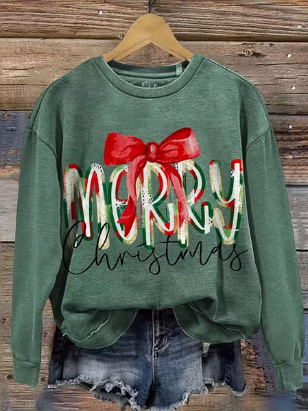 

Women Christmas Crew Neck Printing Casual Spring/Fall Long Sleeve Sweatshirt, Green, Sweatshirts & Hoodies