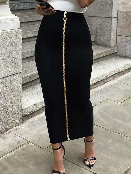 

Urban Zipper Plain Maxi Skirt, Black, Skirts