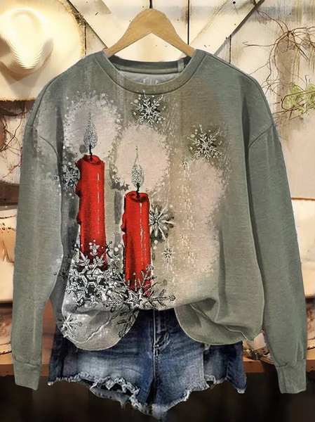 

Women Christmas Crew Neck Printing Casual Spring/Fall Long Sleeve Sweatshirt, Gray, Sweatshirts & Hoodies