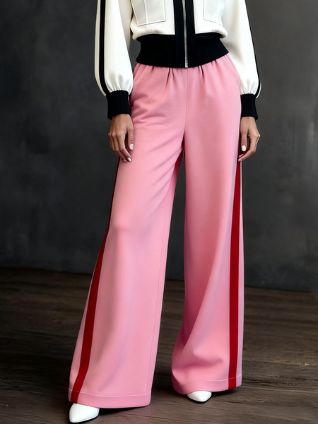 

Casual Color Block Wide Leg Pants Sweatpants & Joggers, As picture, Pants