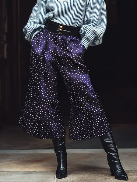 

Urban Polka Dots Straight Pants, Blue, Pants