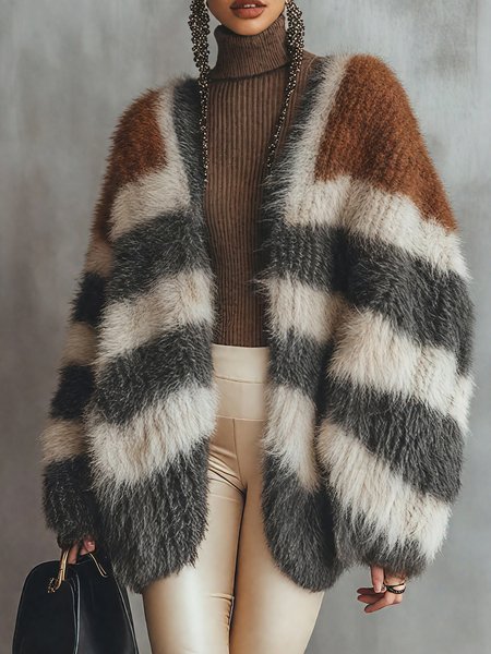 Urban Striped Loose Regular Sleeve Cardigan