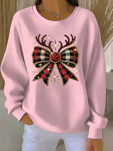 

Women Christmas Crew Neck Printing Casual Spring/Fall Long Sleeve Sweatshirt, Pink, Sweatshirts & Hoodies