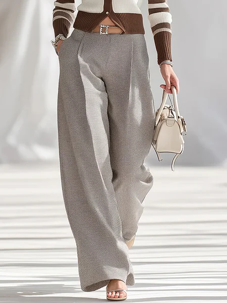 

Urban Plaid Straight Pants, Black-white, Pants