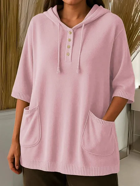 

Plain Loose Simple Sweater, Pink, Sweaters & Cardigans