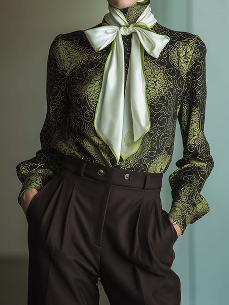 

Urban Color Block Turtleneck Blouse, As picture, Blouses and Shirts