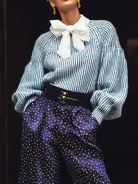 

Urban Striped Crew Neck Sweater, Stripe, Pullovers