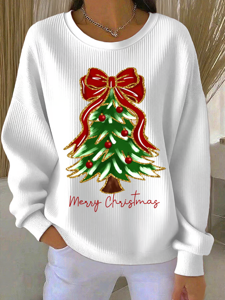 

Women Christmas Crew Neck Printing Casual Spring/Fall Long Sleeve Sweatshirt, White, Sweatshirts & Hoodies