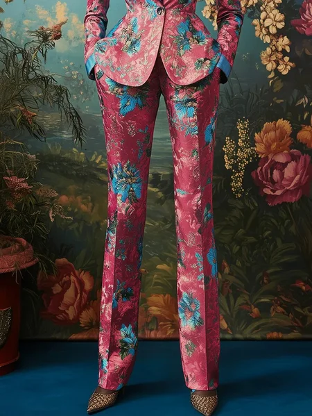 

Urban Floral Straight Pants, Pink, Pants