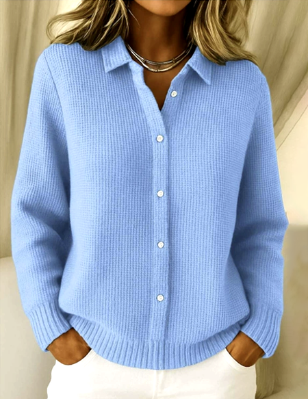 

Casual Knitted Cardigan, Sky blue, Sweaters & Cardigans