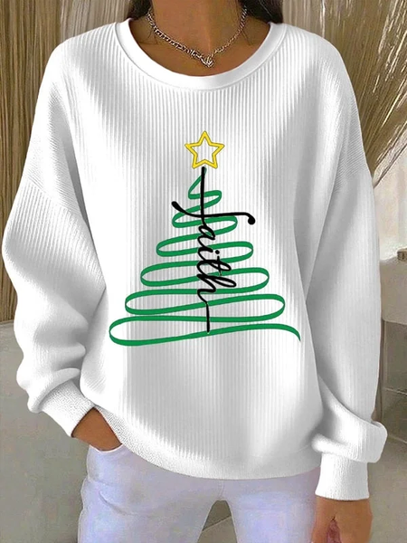 

Women Christmas Crew Neck Printing Casual Spring/Fall Long Sleeve Sweatshirt, White, Sweatshirts & Hoodies
