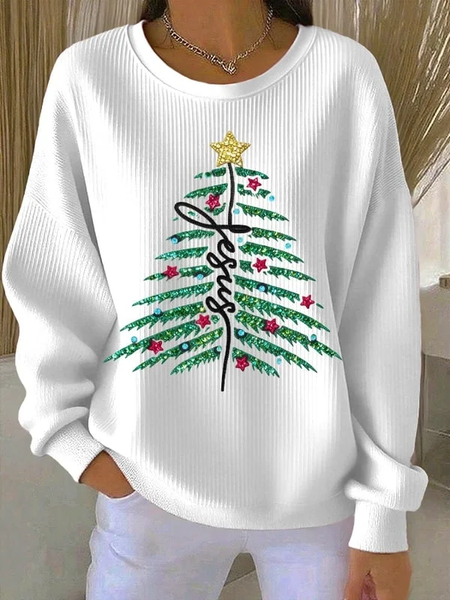 

Women Christmas Crew Neck Printing Casual Spring/Fall Long Sleeve Sweatshirt, White, Sweatshirts & Hoodies