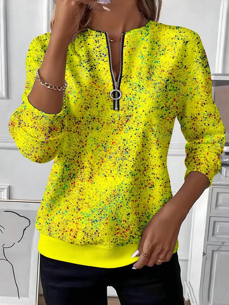 

Women Abstract Crew Neck Printing Casual Spring/Fall Long Sleeve Sweatshirt, Yellow, Sweatshirts & Hoodies