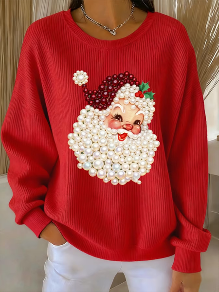 

Women Santa Claus Crew Neck Printing Casual Spring/Fall Long Sleeve Sweatshirt, Red, Sweatshirts & Hoodies