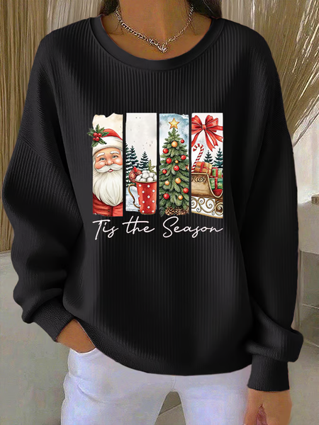 

Casual Crew Neck Santa Claus Sweatshirt Printing, Black, Hoodies & Sweatshirts