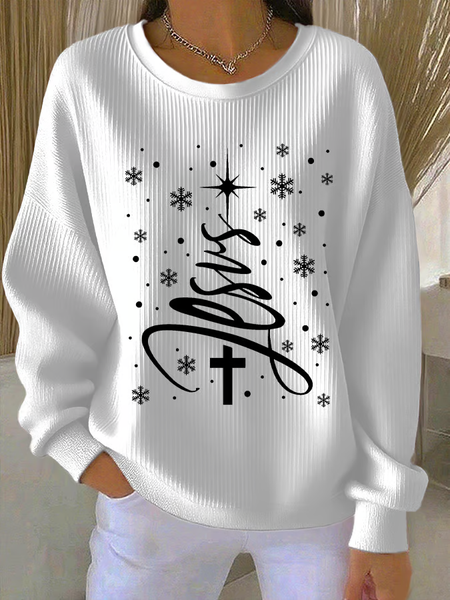 

Casual Crew Neck Christmas Sweatshirt Printing, White, Hoodies & Sweatshirts