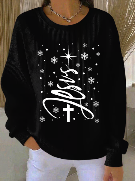

Women Christmas Crew Neck Printing Casual Spring/Fall Long Sleeve Sweatshirt, Black, Sweatshirts & Hoodies