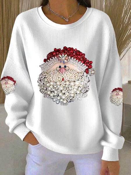 

Women Santa Claus Crew Neck Printing Casual Spring/Fall Long Sleeve Sweatshirt, White, Sweatshirts & Hoodies