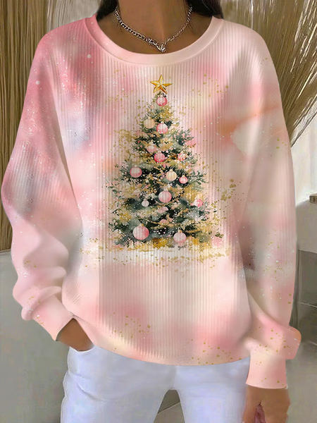 

Women Christmas Crew Neck Printing Casual Spring/Fall Long Sleeve Sweatshirt, Pink, Sweatshirts & Hoodies